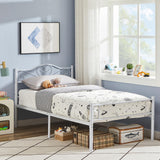 14 Inch Twin Size Metal Platform Bed Frame with Headboard and Footboard