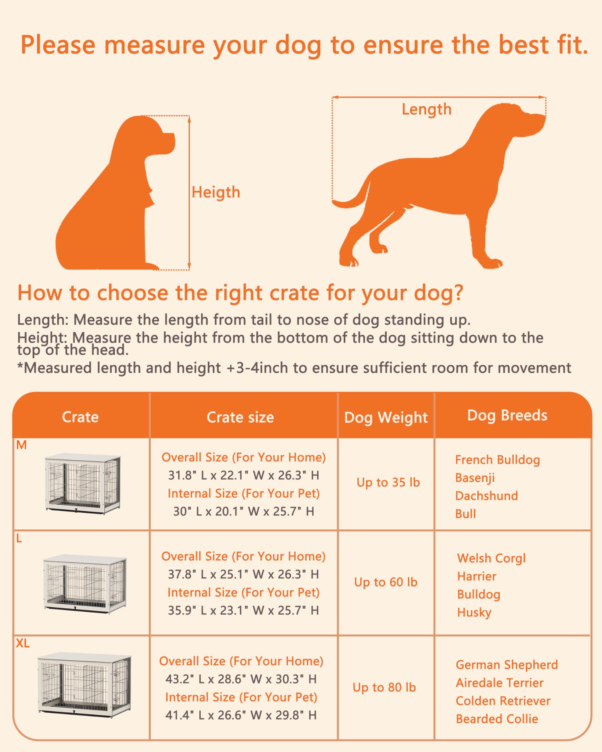 Wooden Dog Crate Furniture with Divider Panel, Dog Crate End Table