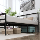 Queen Size Metal Bed Frame with Headboard and Footboard, 14 Inch Black Heavy Duty Mattress