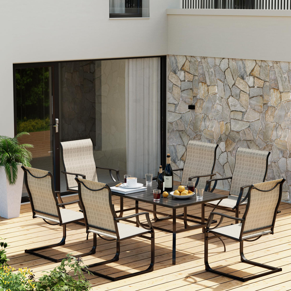 High Back Patio Chairs in All Weather Breathable Textile Fabric