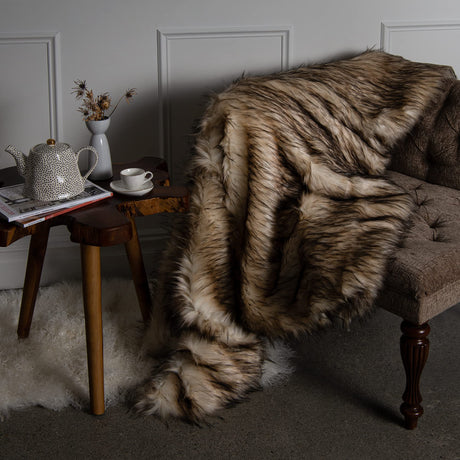 Heavyweight Super Soft Luxury Faux Fur Oversized Throw Blanket  Bleached Finn