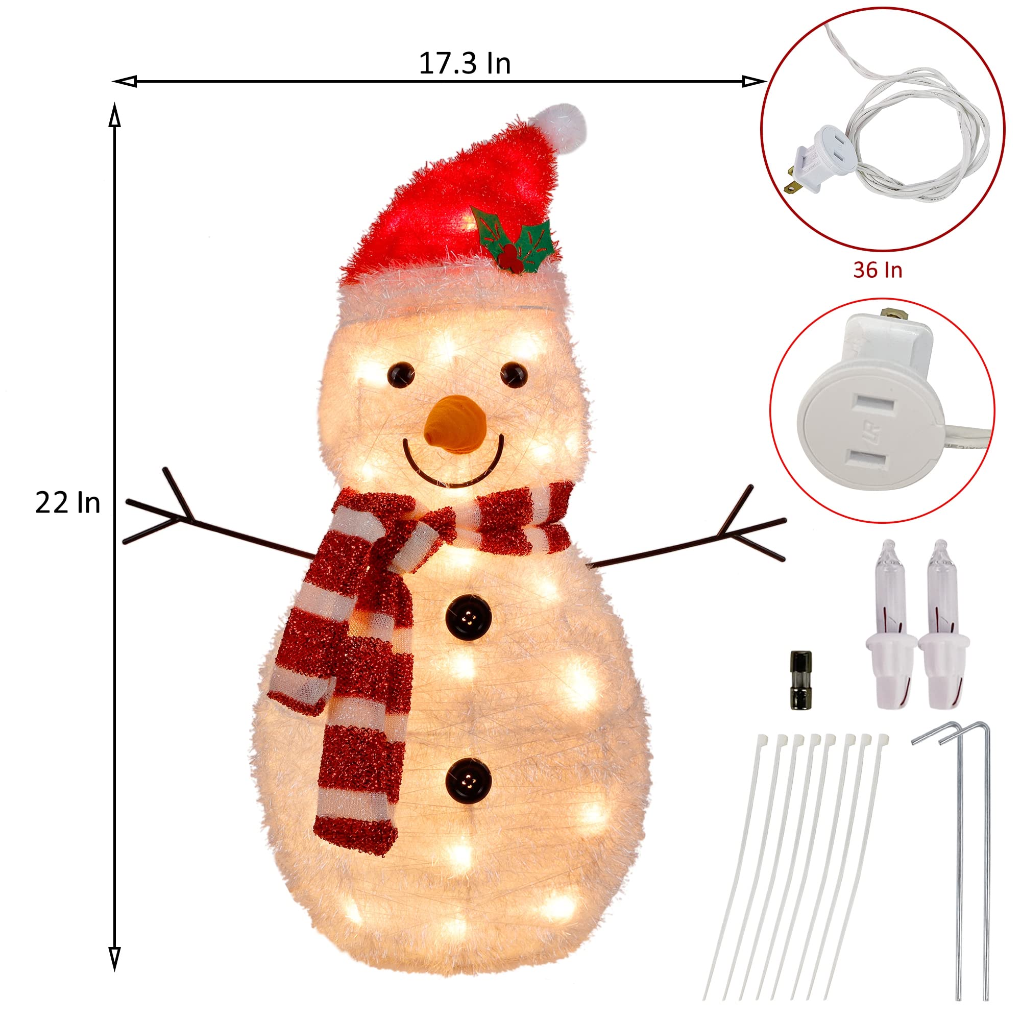 Lighted Christmas Tinsel Snowman Decorations