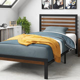 Kai Bamboo and Metal Platform Bed Frame with Headboard / No Box Spring Needed