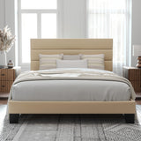 Queen Size Platform Bed Frame with Fabric Upholstered Headboard