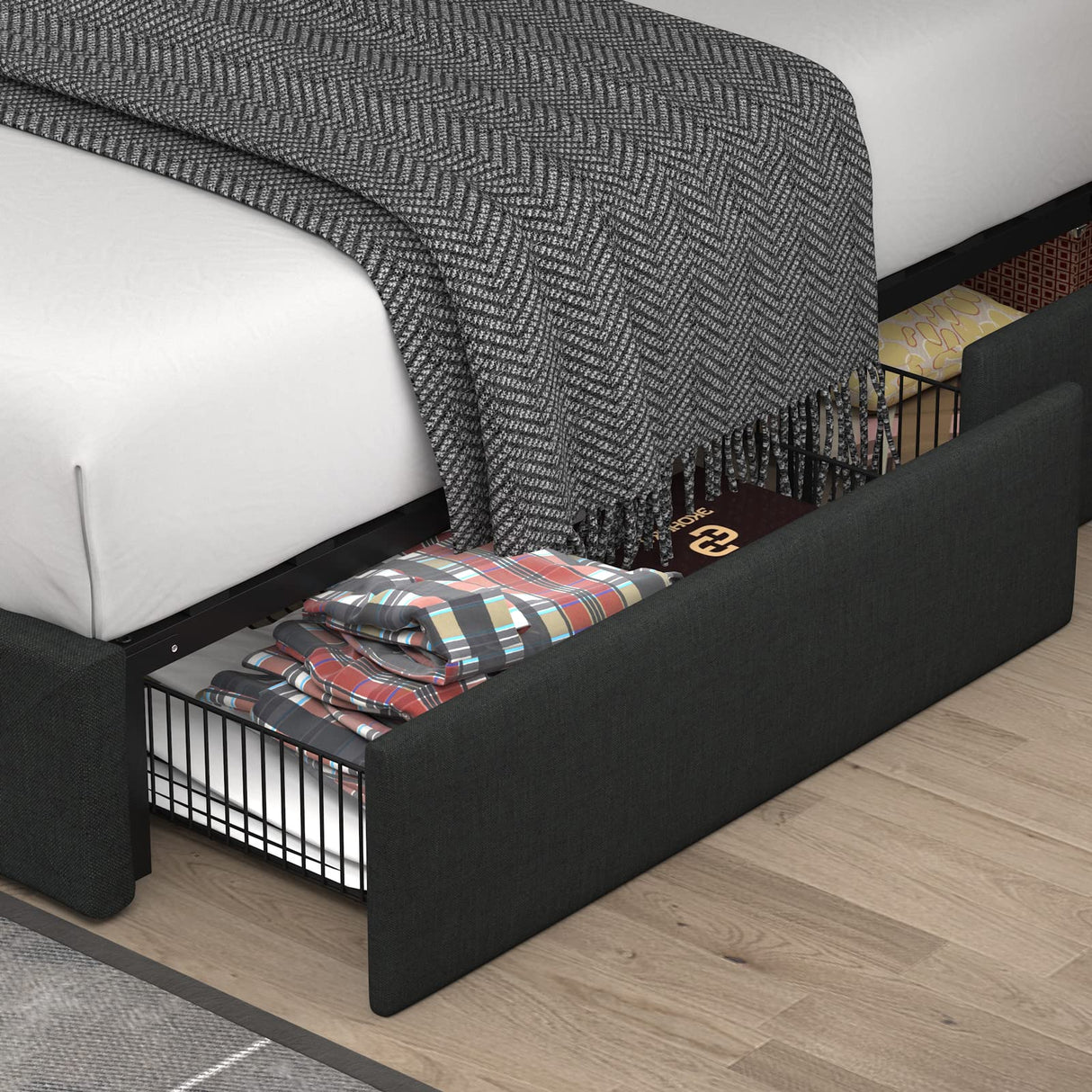 Upholstered King Size Platform Bed Frame