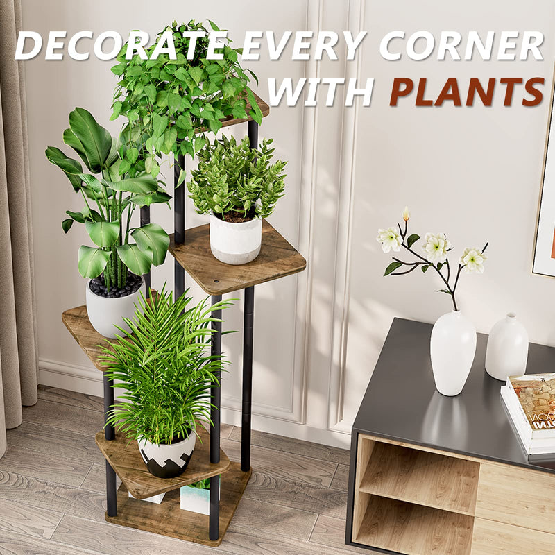 Plant Stand 5 Tier Indoor Metal Flower Shelf for Multiple Plants Corner Tall Flower Holders