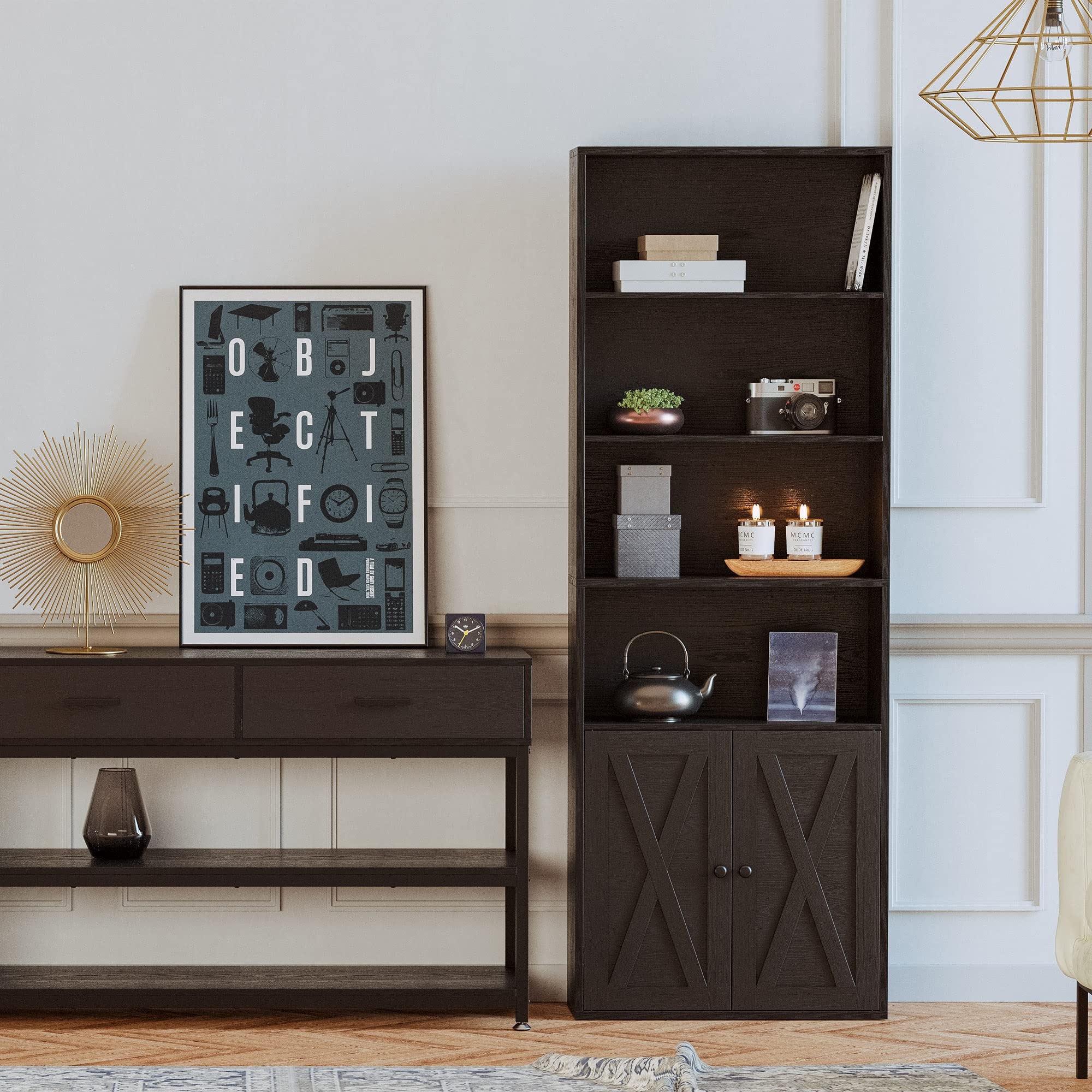 Industrial Bookshelves and Bookcases with Doors Floor