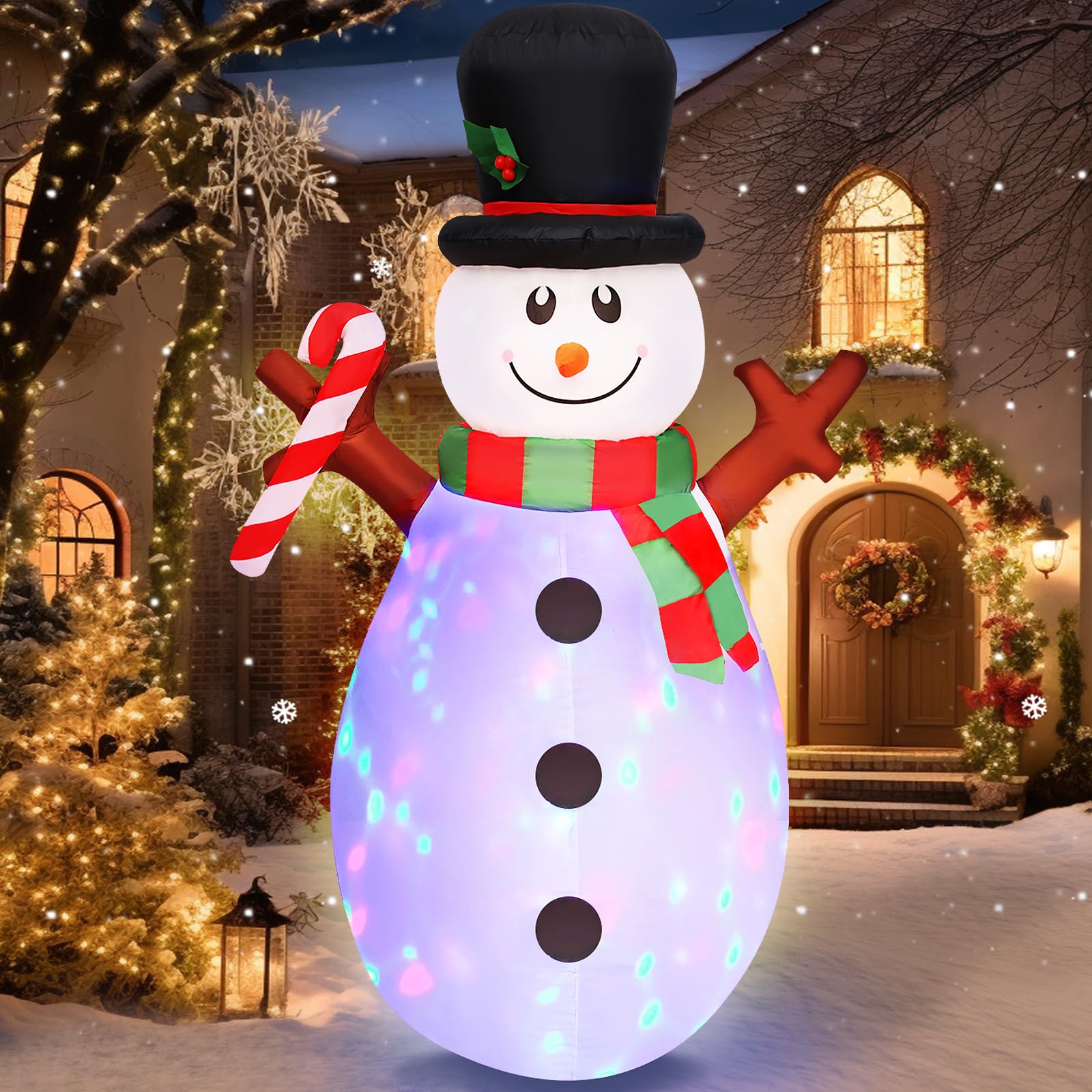 5 FT Christmas Inflatables Snowman with Colorful Rotating