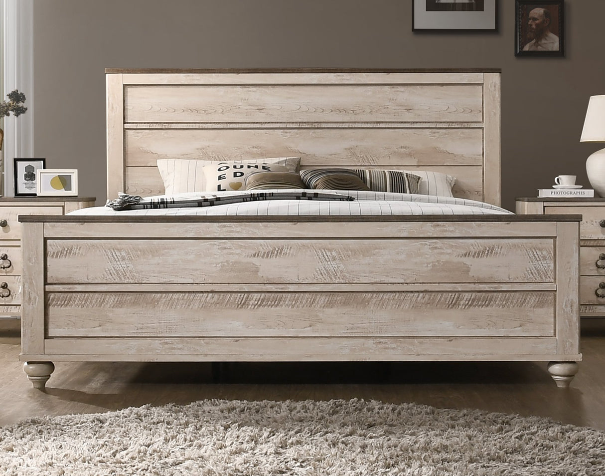 Amerland Contemporary White Wash Finish 4-Piece Bedroom Set