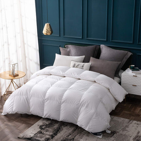 Goose Down Comforter King Size All Season,400 Thread Count Ultra Soft Noiseless