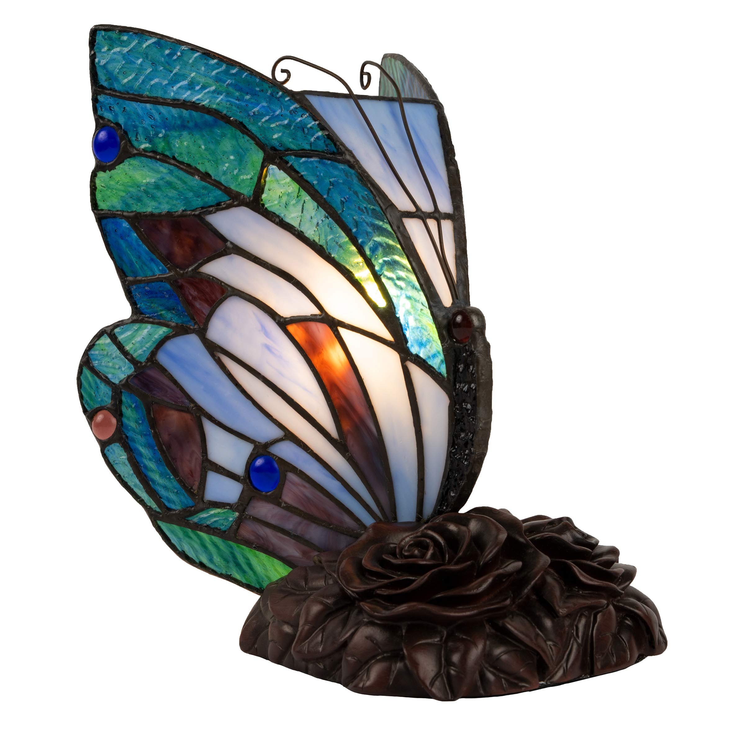 Tiffany Style Butterfly Lamp-Stained Glass Table or Desk Light LED Bulb Included