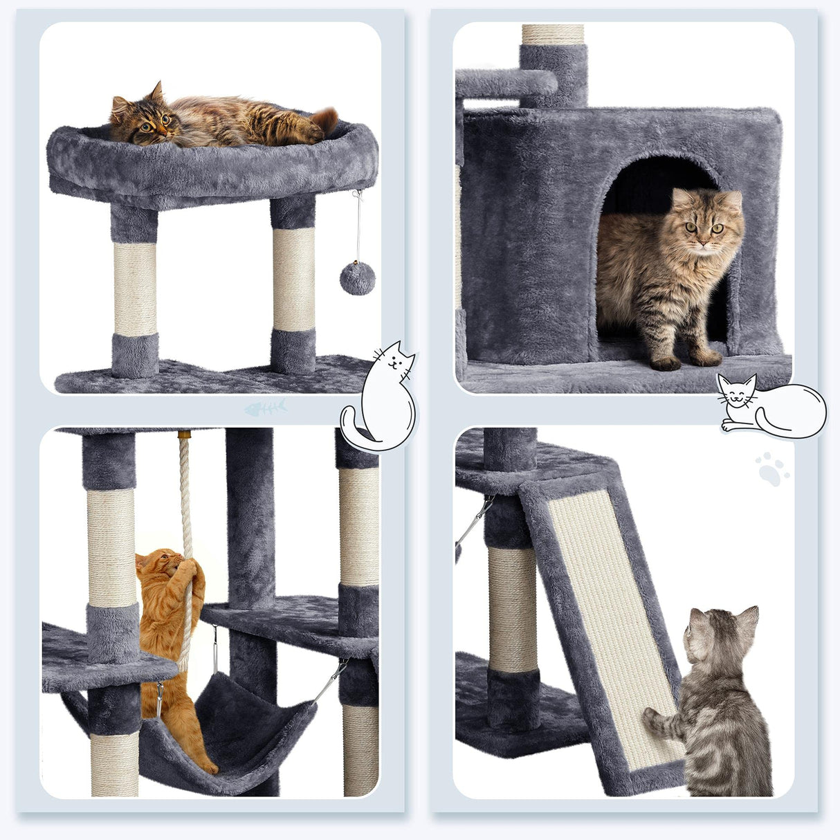 Cat Tree Cat Tower 63 Inches Multi Level Cat