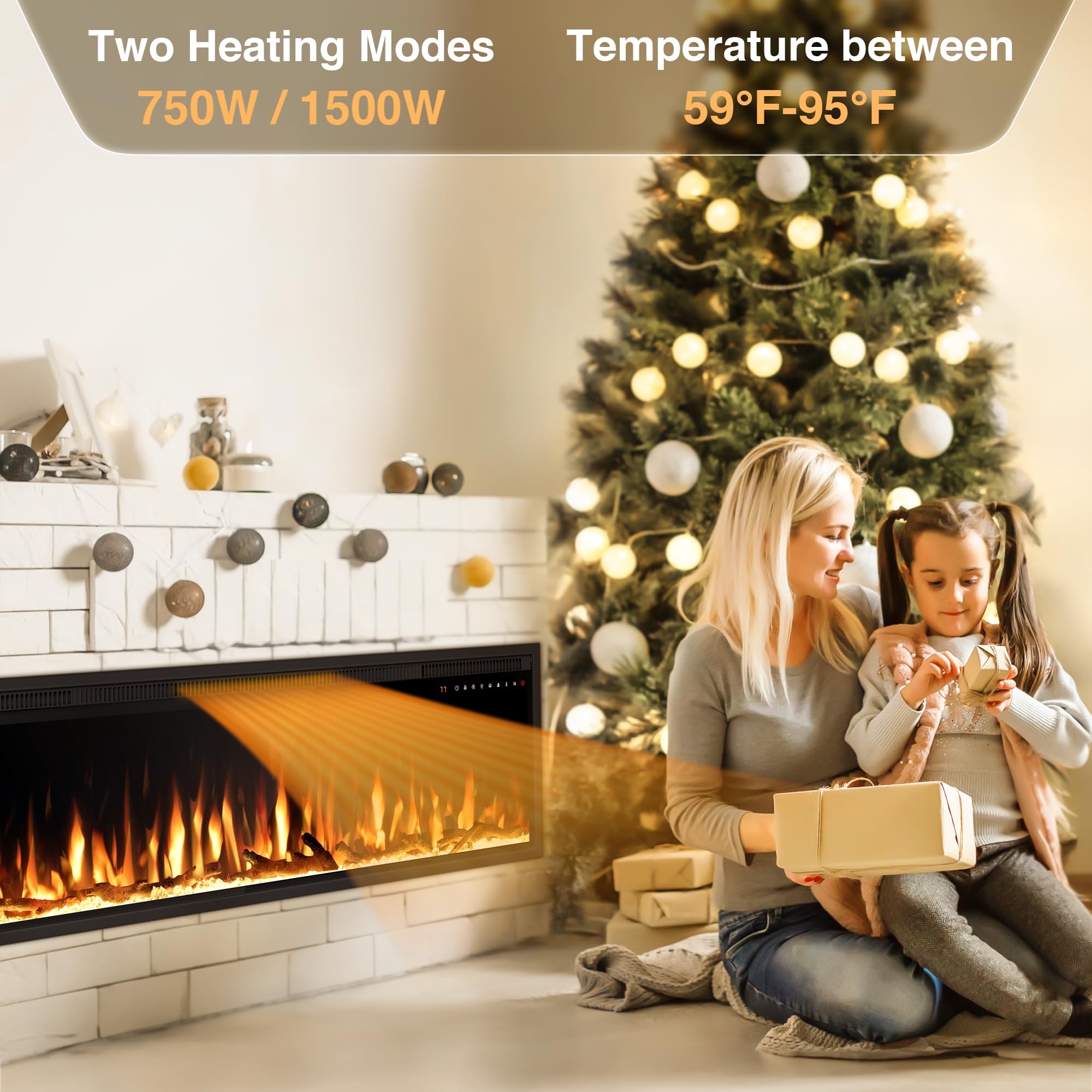 Recessed in-Wall and Wall Mounted Linear Heater Fireplace