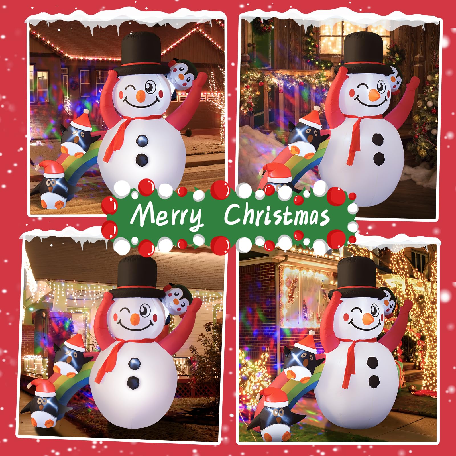 Christmas Inflatable Snowman with Dynamic Projection Lights