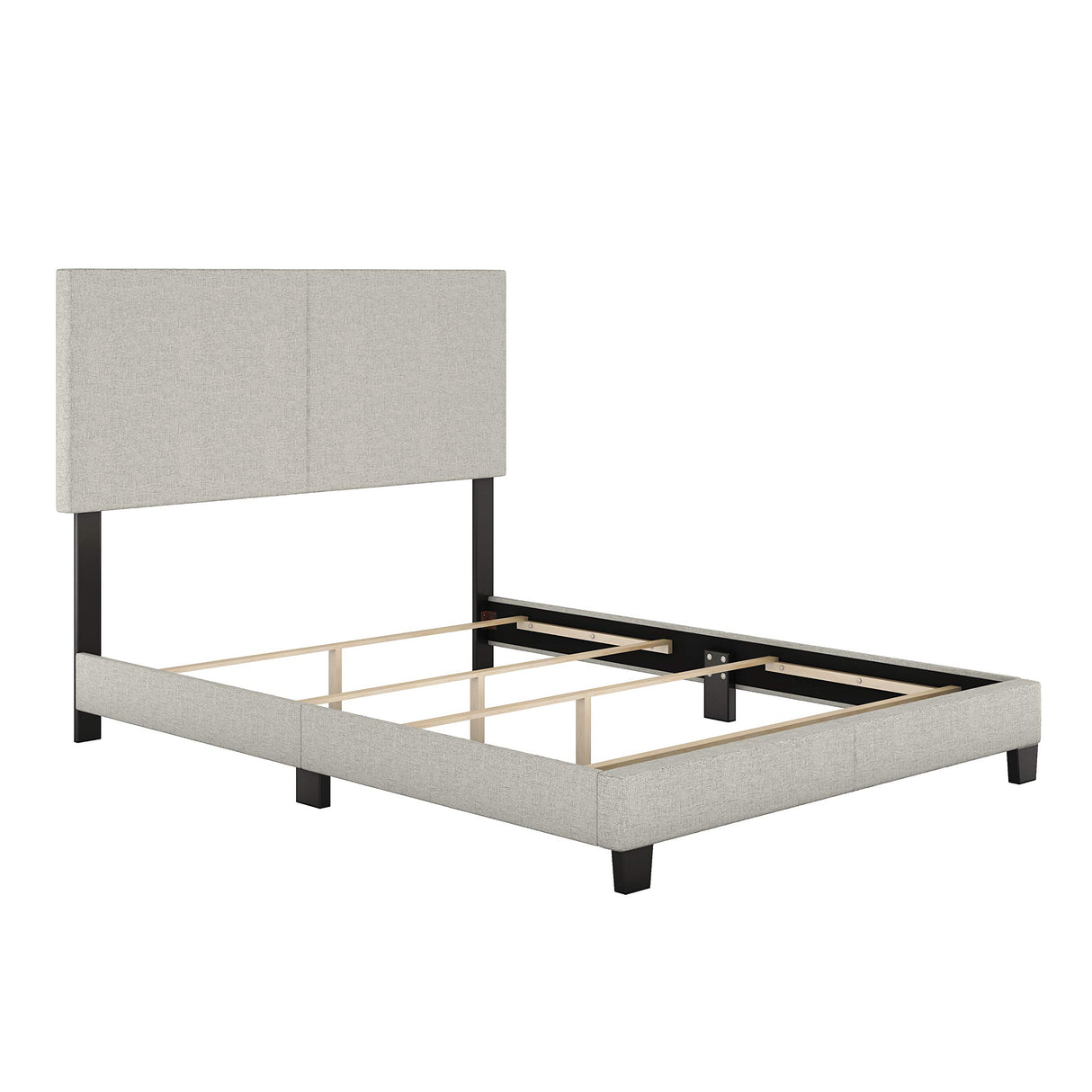 Milan Linen Fabric Upholstered Platform Bed Frame w/Adjustable Headboard, no Noise