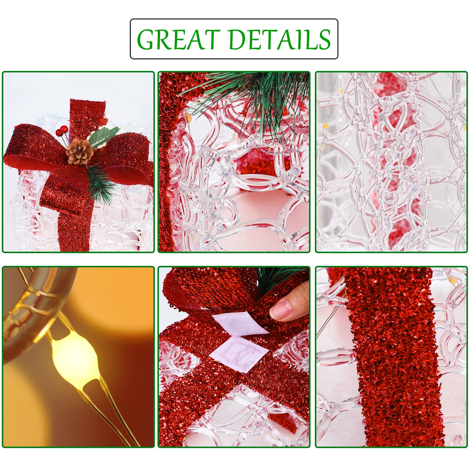 3 Packs Christmas Lighted Gift Boxes
