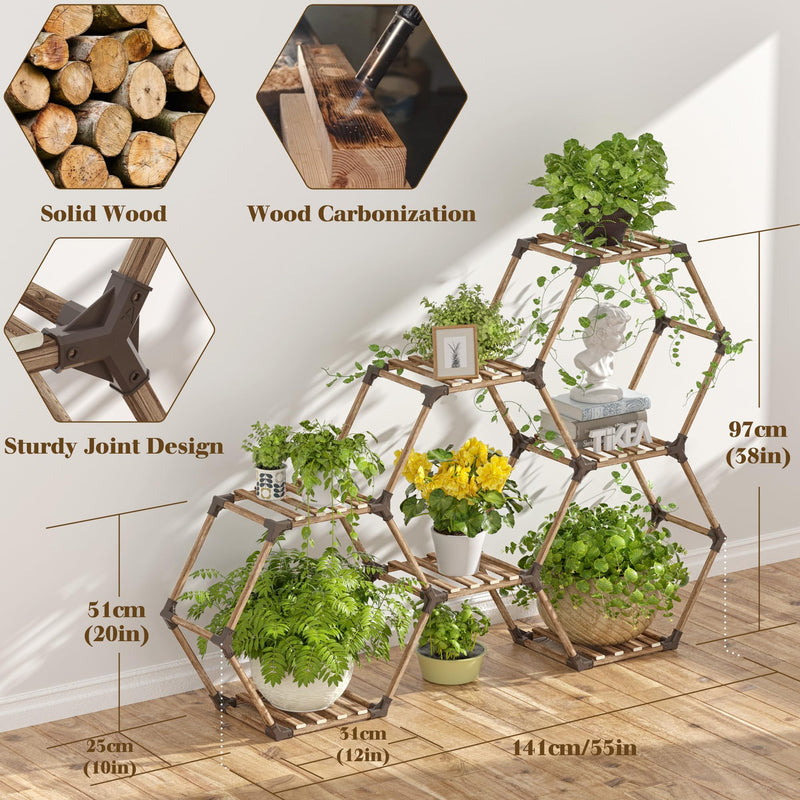 Plant Stand Indoor Outdoor Hexagonal Plant Stand for Multiple Plants