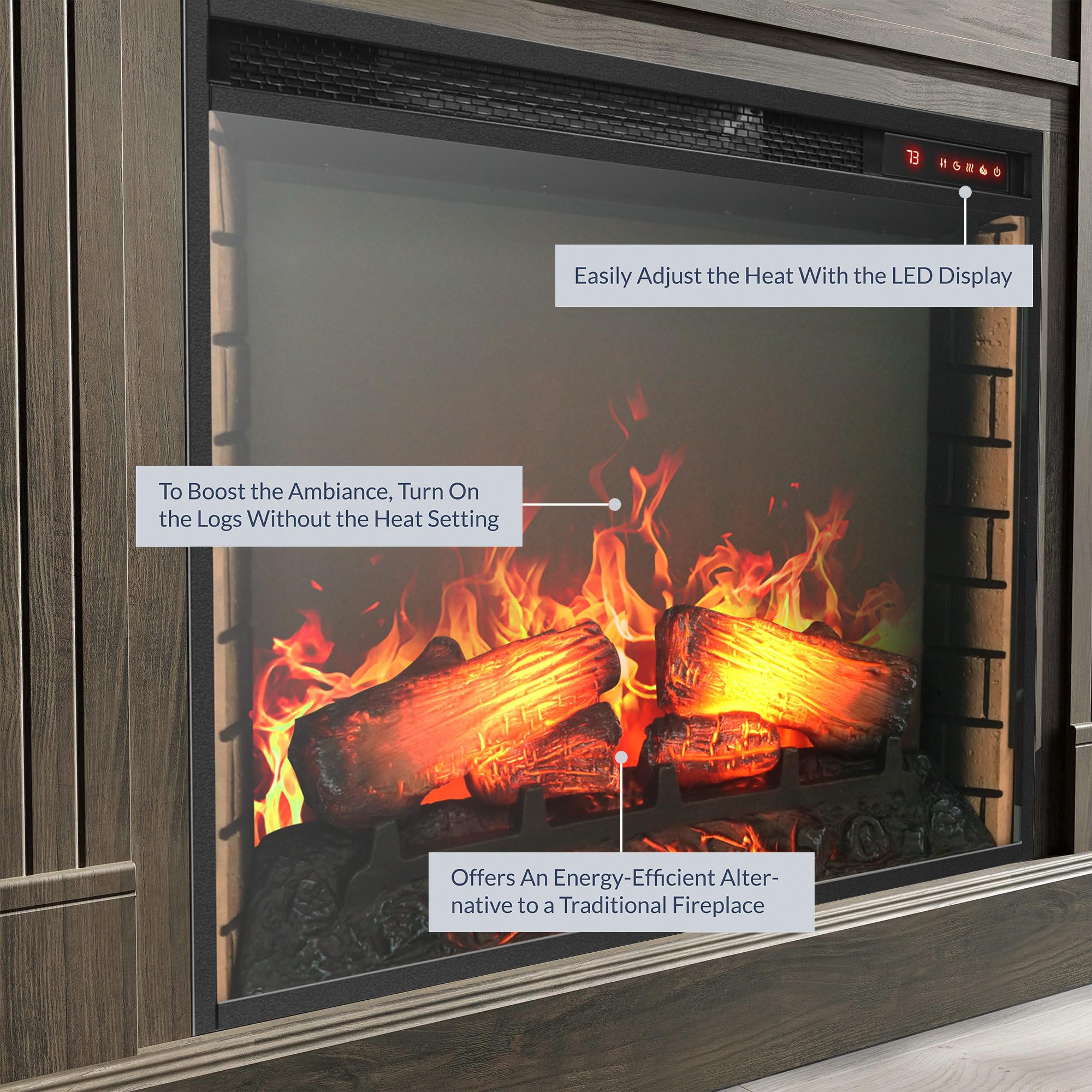Electric Faux Fireplace TV Stand Mantel Heater