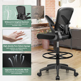 Ergonomic Tall Office Chair with Flip-up Armrests Executive Desk Chair