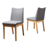 Dimitri Fabric with Oak Finish Dining Room Chairs, 2-Pcs Set, Dark Grey