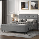 Queen Bed Frame with 120L Ottoman Storage, Upholstered Platform Bed Frame