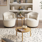 Dylan Coffee Table, Small Round Coffee Table Set, 2 Piece Solid Wood
