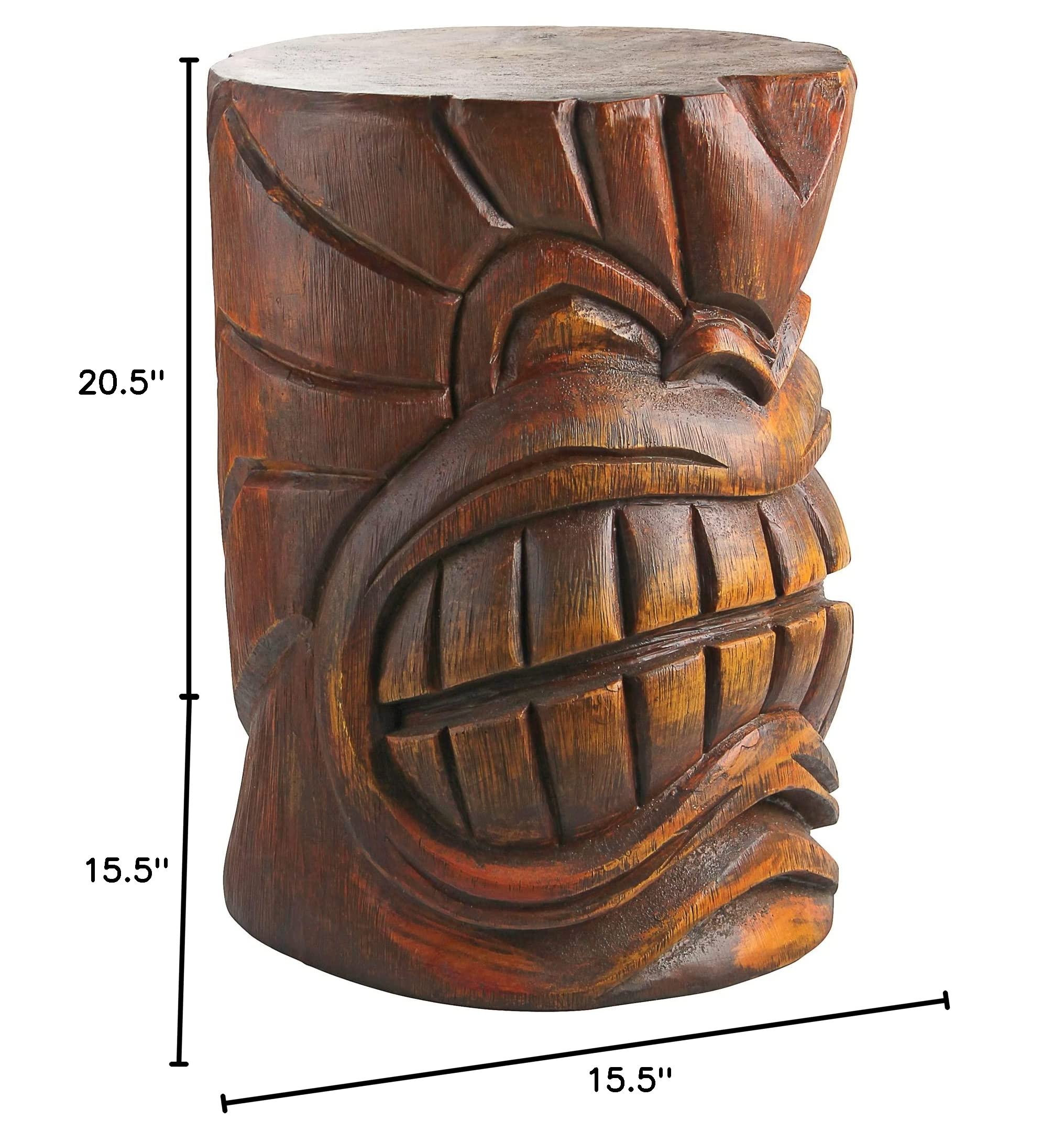 DB383038 The Grande Tiki God Teeth Indoor/Outdoor Side Table Statue
