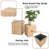 Tree Stump End Table Set of 2, Multiple Styling Layout with Wood Tree Ring Pattern