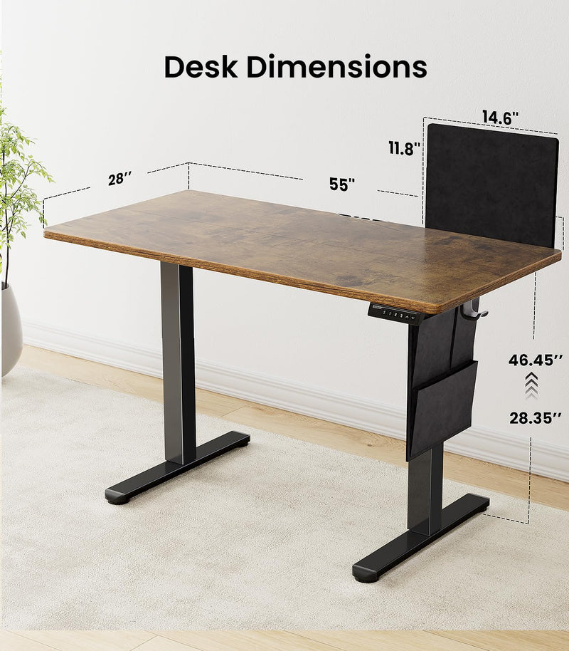 Adjustable Height Electric Standing Desk with Storage Bag