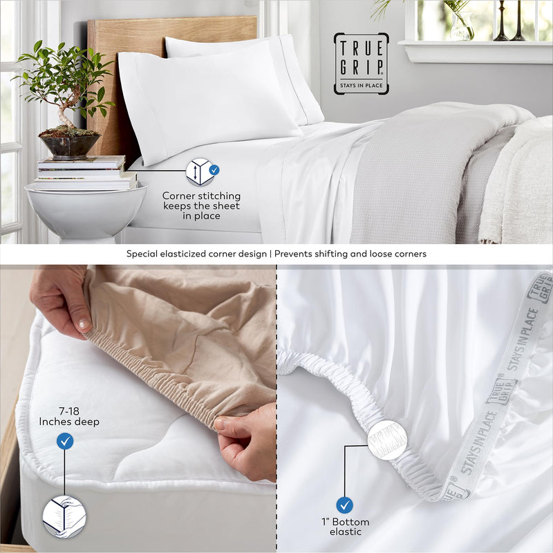 600 Thread Count Cotton Rich Queen Size Sheets Set White, Easy Care Ultra Soft & Silky
