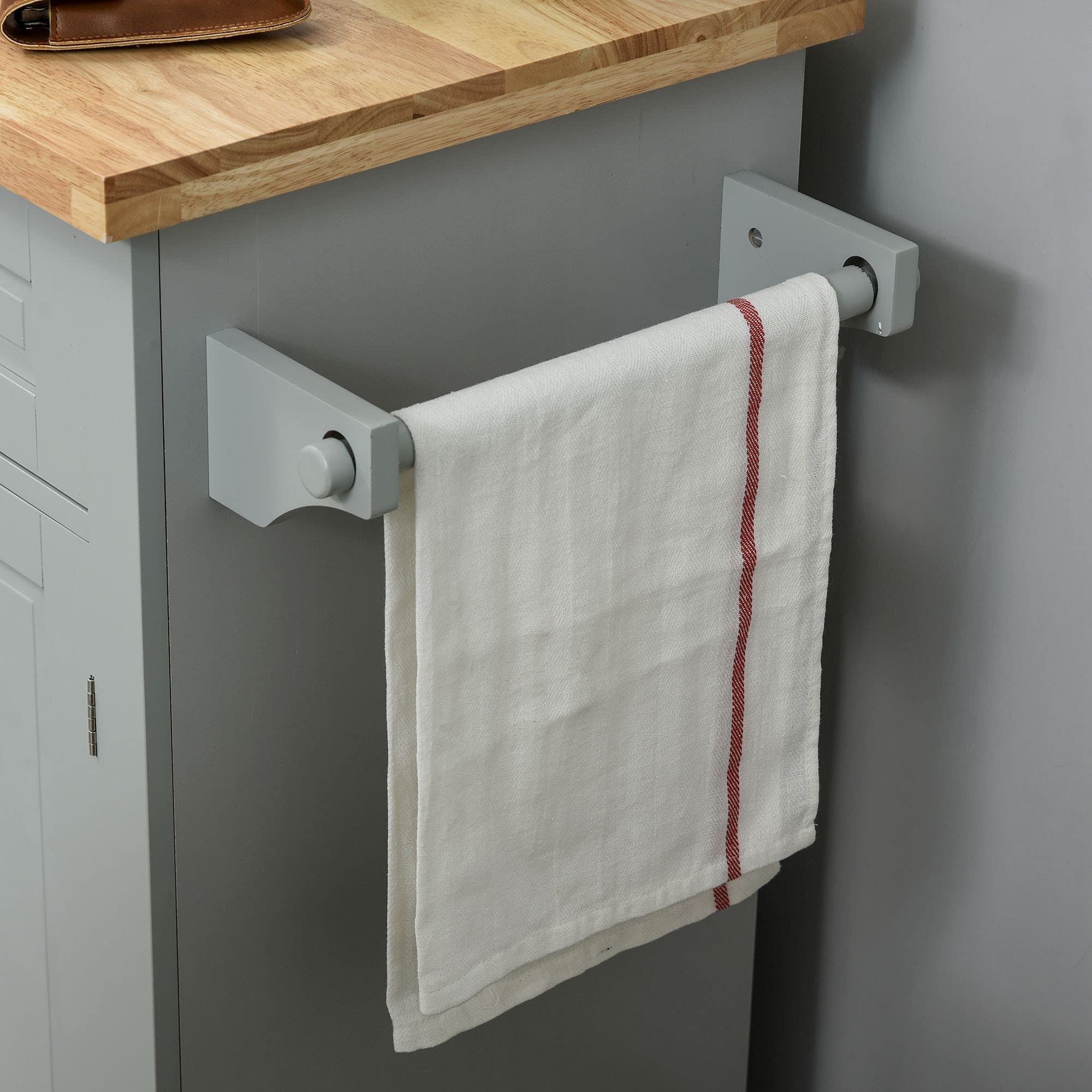 Kitchen Island on Wheels, Rolling Cart with Rubberwood Top