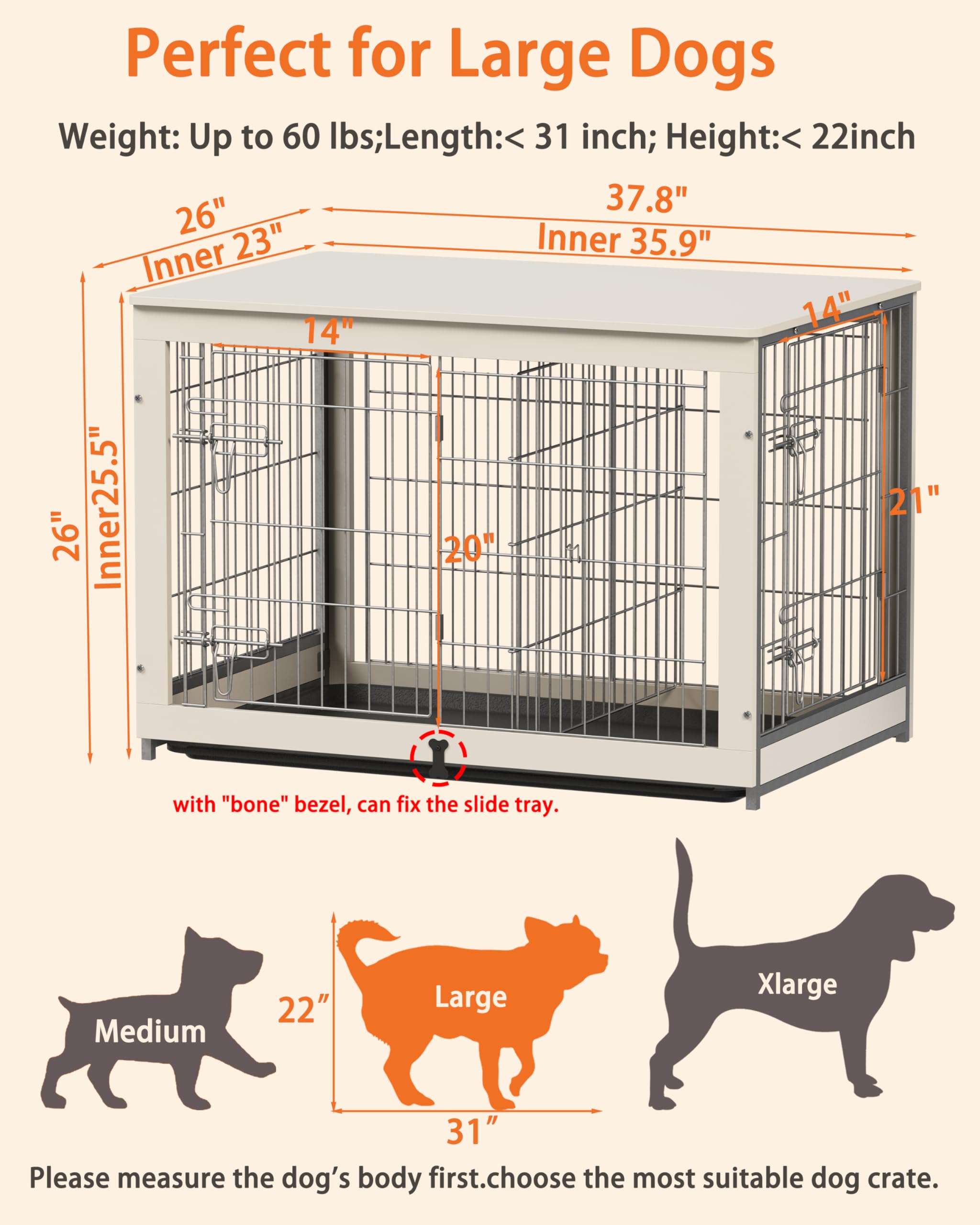 Wooden Dog Crate Furniture with Divider Panel, Dog Crate End Table