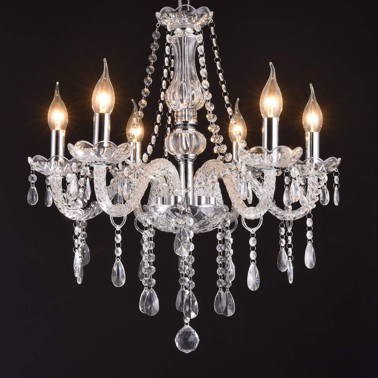 Modern Elegant 6 Lights K9 Crystal Glass Chandelier Pendant Ceiling