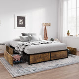 Queen Bed Frame with Storage, Platform Bed with 4 Extra Large Storage Drawers