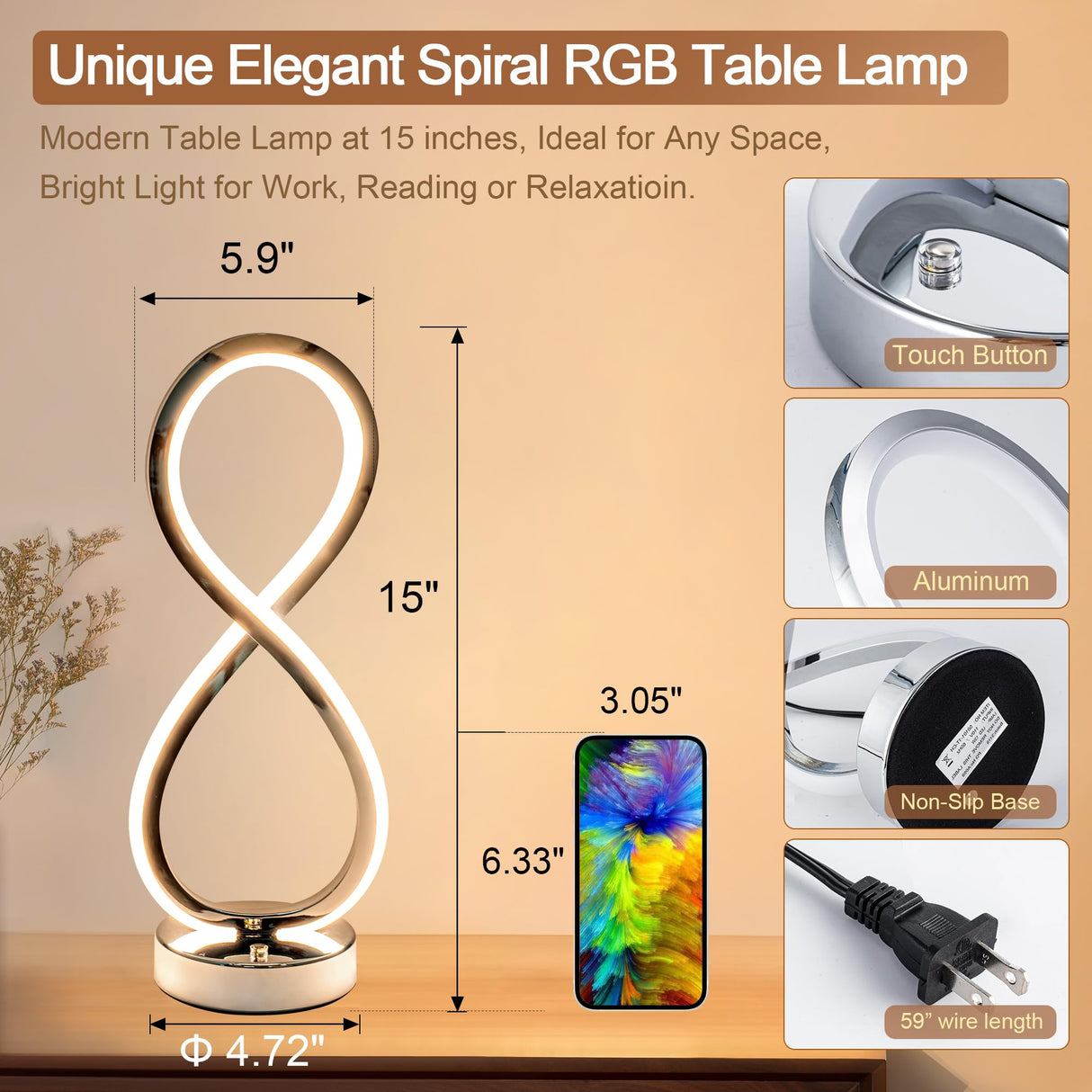 Modern Spiral RGB Table Lamp