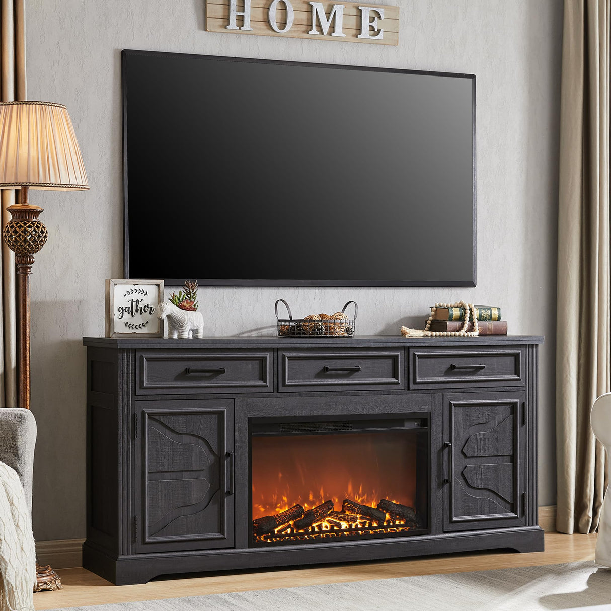 Entertainment Center with 30" Electric Fireplace