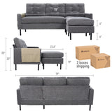 Sectional Sofa Couch Converible - L Shaped Sofa Adult Size with Chenille Fabric