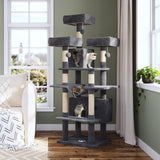 67" Large Cat Tree, Multi-Level Cat Tower with 3 Top Perches, 2 High Plush Condos