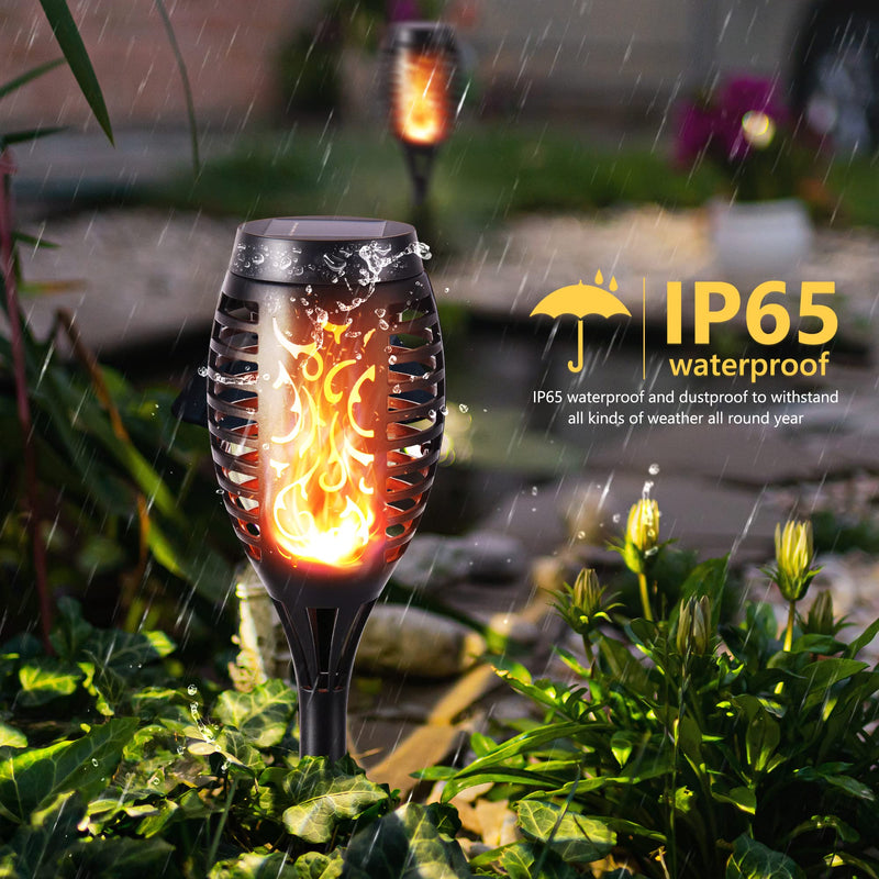 Solar Torch Flame Lights, 12 Pack Solar Halloween Lights Outdoor with Flickering Flame