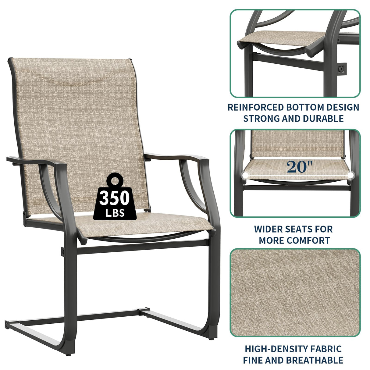 High Back Patio Chairs in All Weather Breathable Textile Fabric