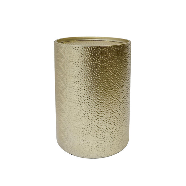 Rache Modern Round Accent Table with Hammered Iron, Gold