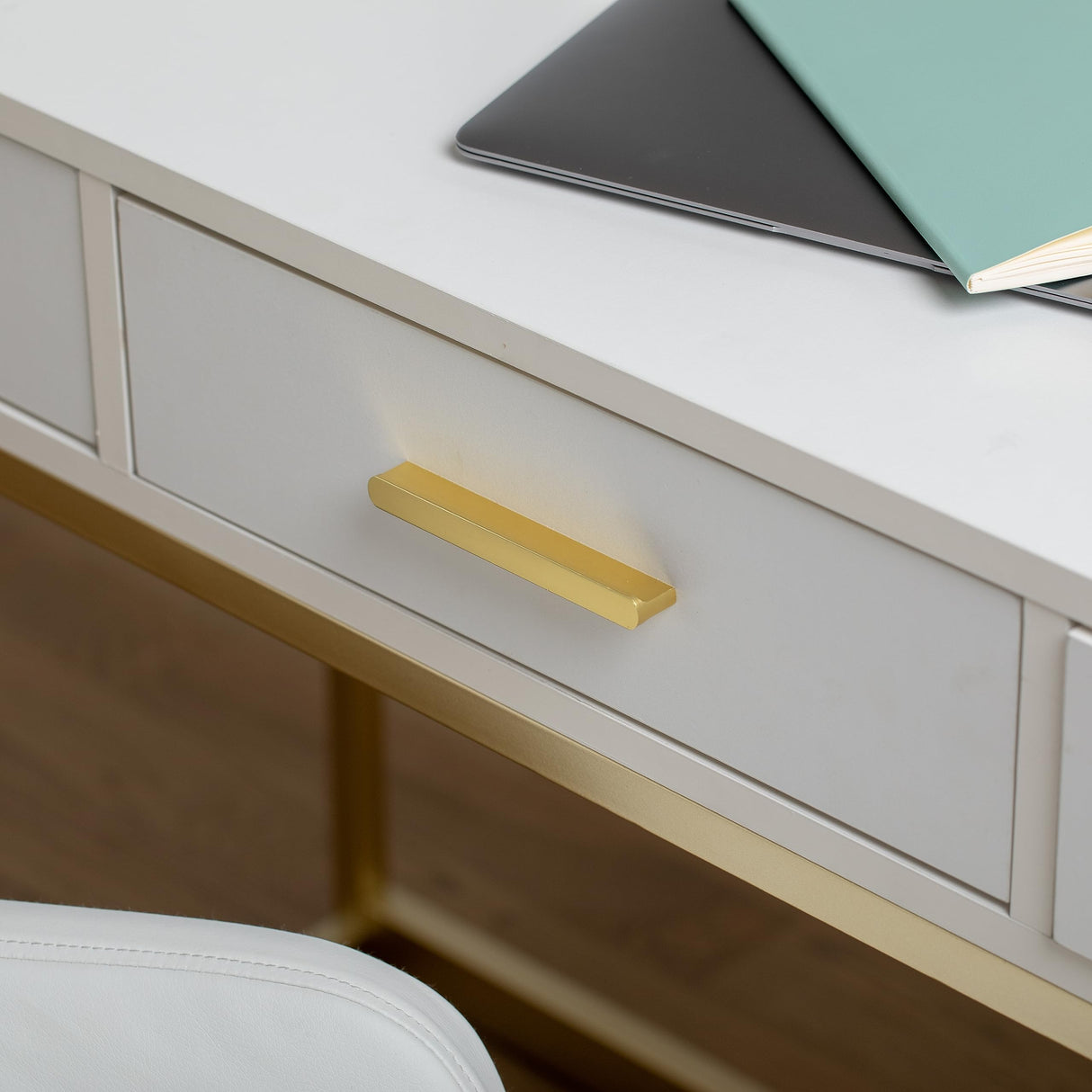 Drawers in White with Polished Brass Hardware