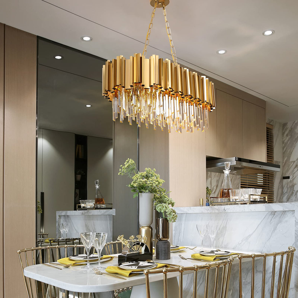 Modern Crystal Chandelier Lighting 8 Lights Pendant Lights Fixture