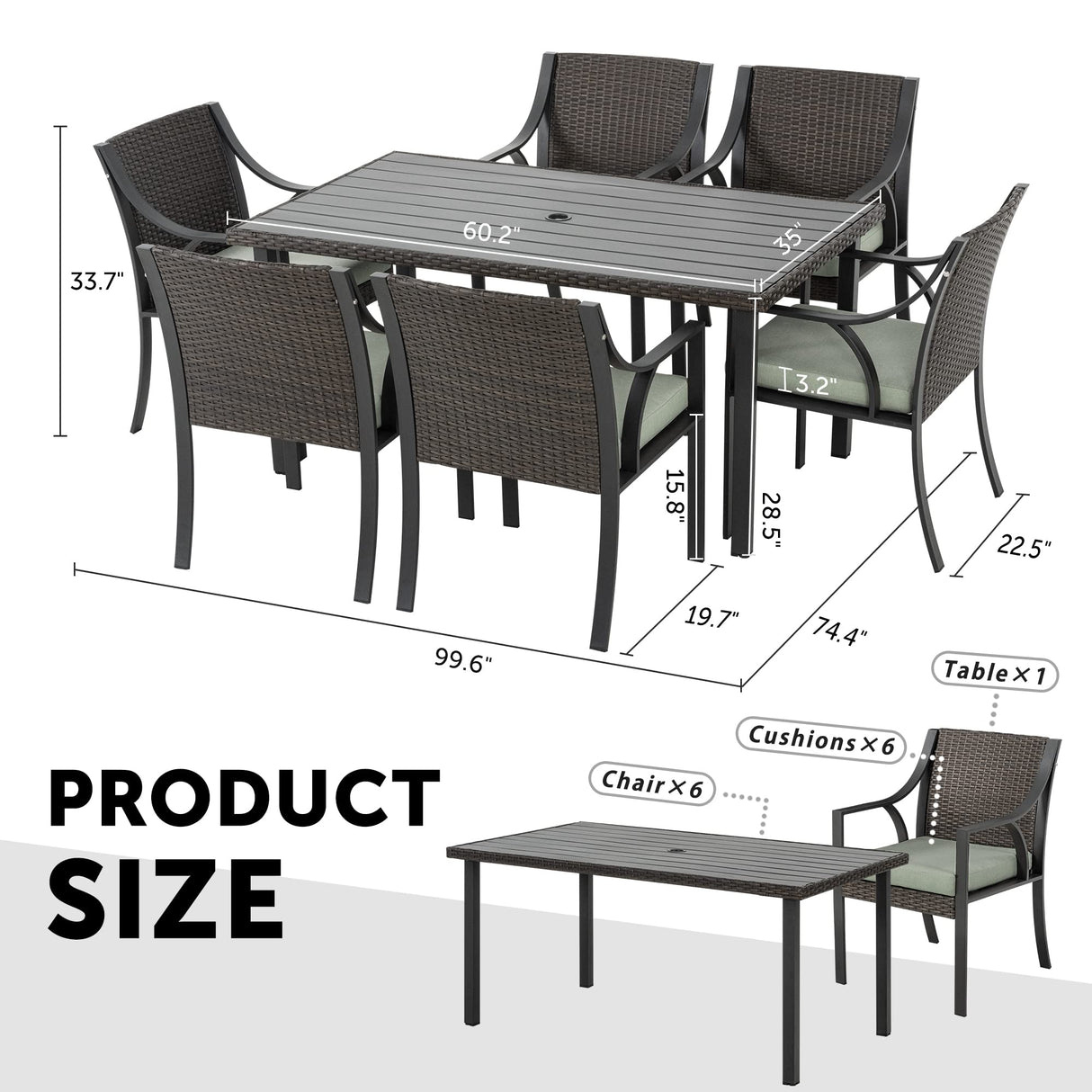 7 Piece Patio Dining Set, Outdoor Dining Set, Outdoor Patio Dining Set