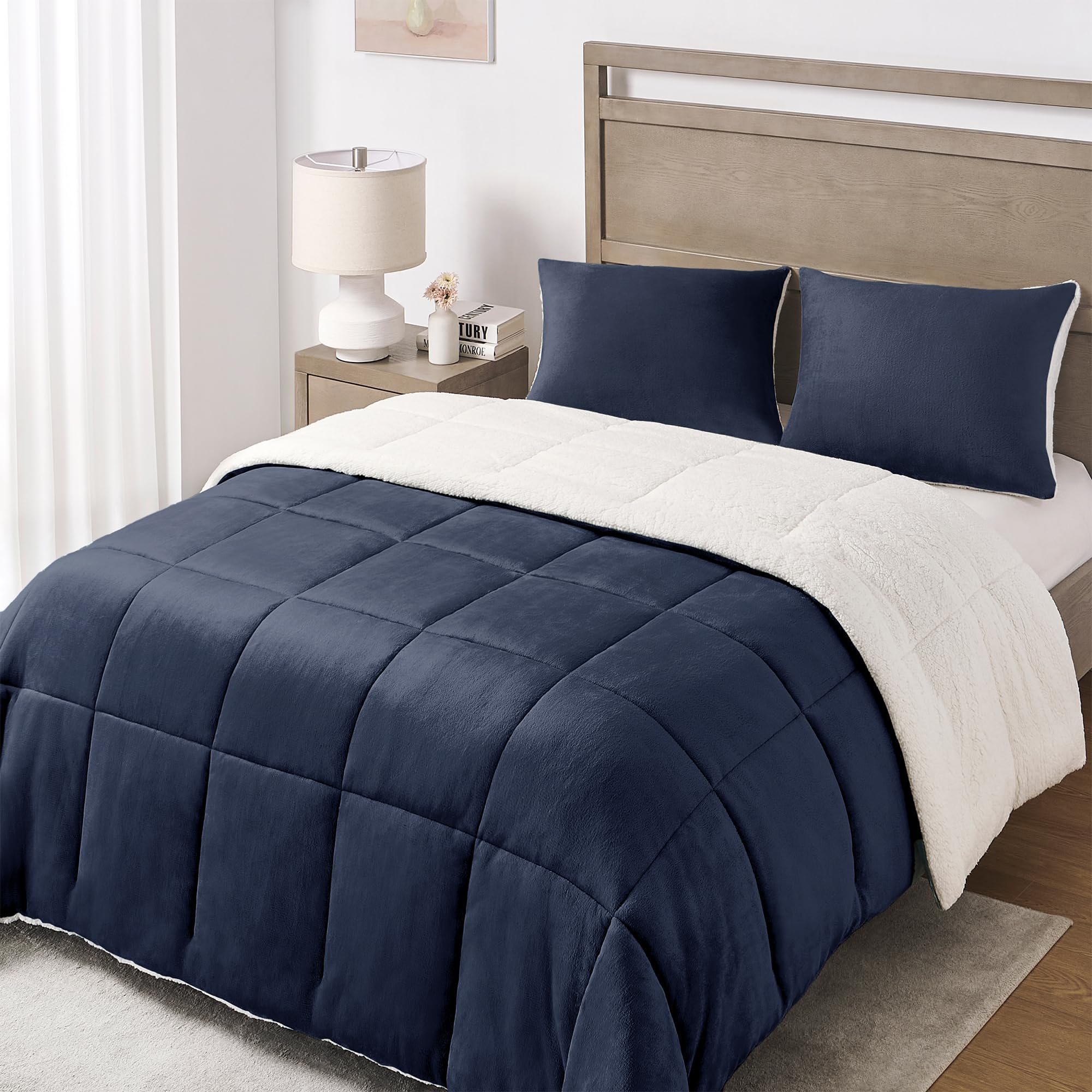 Queen Comforter Set - Luxury Fleece Sherpa Comforter Sets