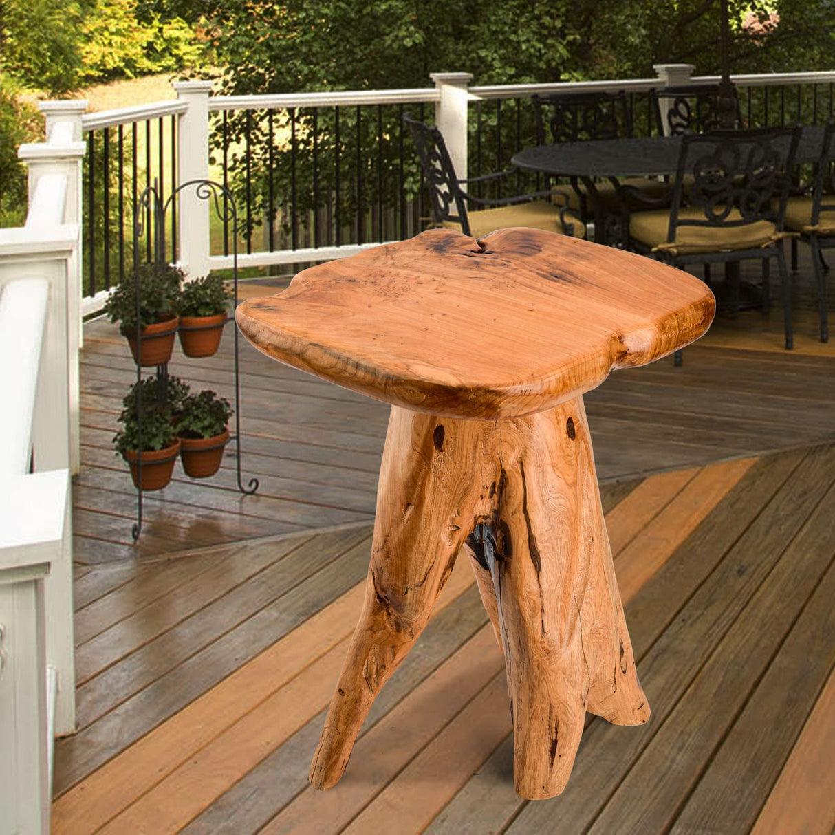 Mushroom Side Table, 18.9 inch Tall Live Edge Wood Stool