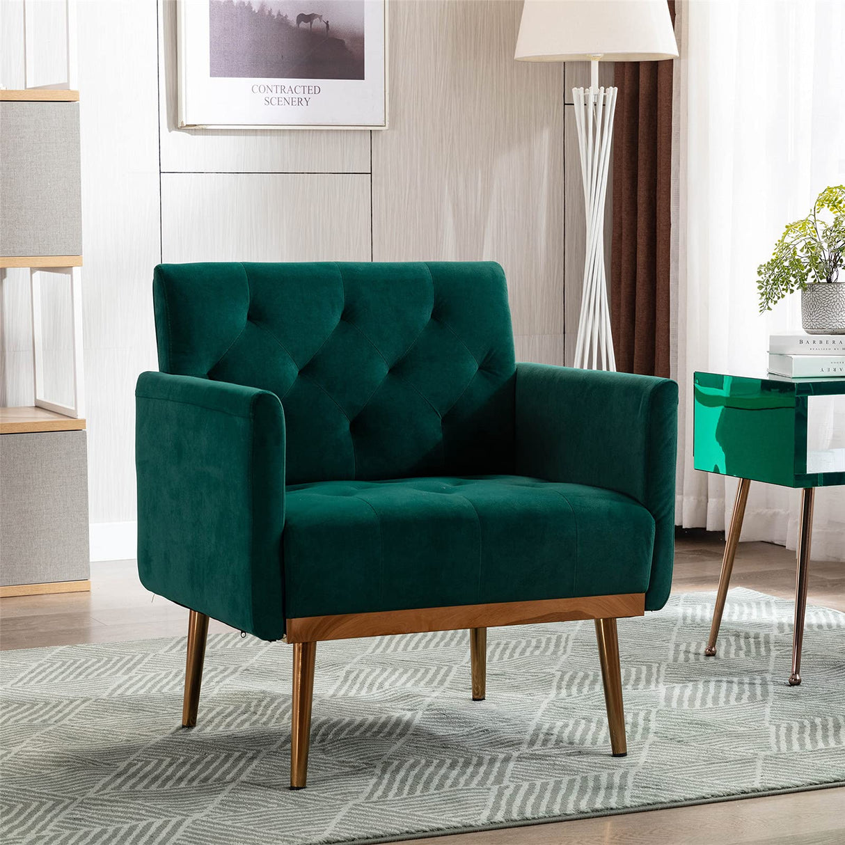 Modern Velvet Accent Chair, Living Room, Bedroom Leisure Single Sofa Chair