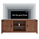 TV Stand for 75 Inch TV, Farmhouse TV Console Table with Barn Door Cabinets