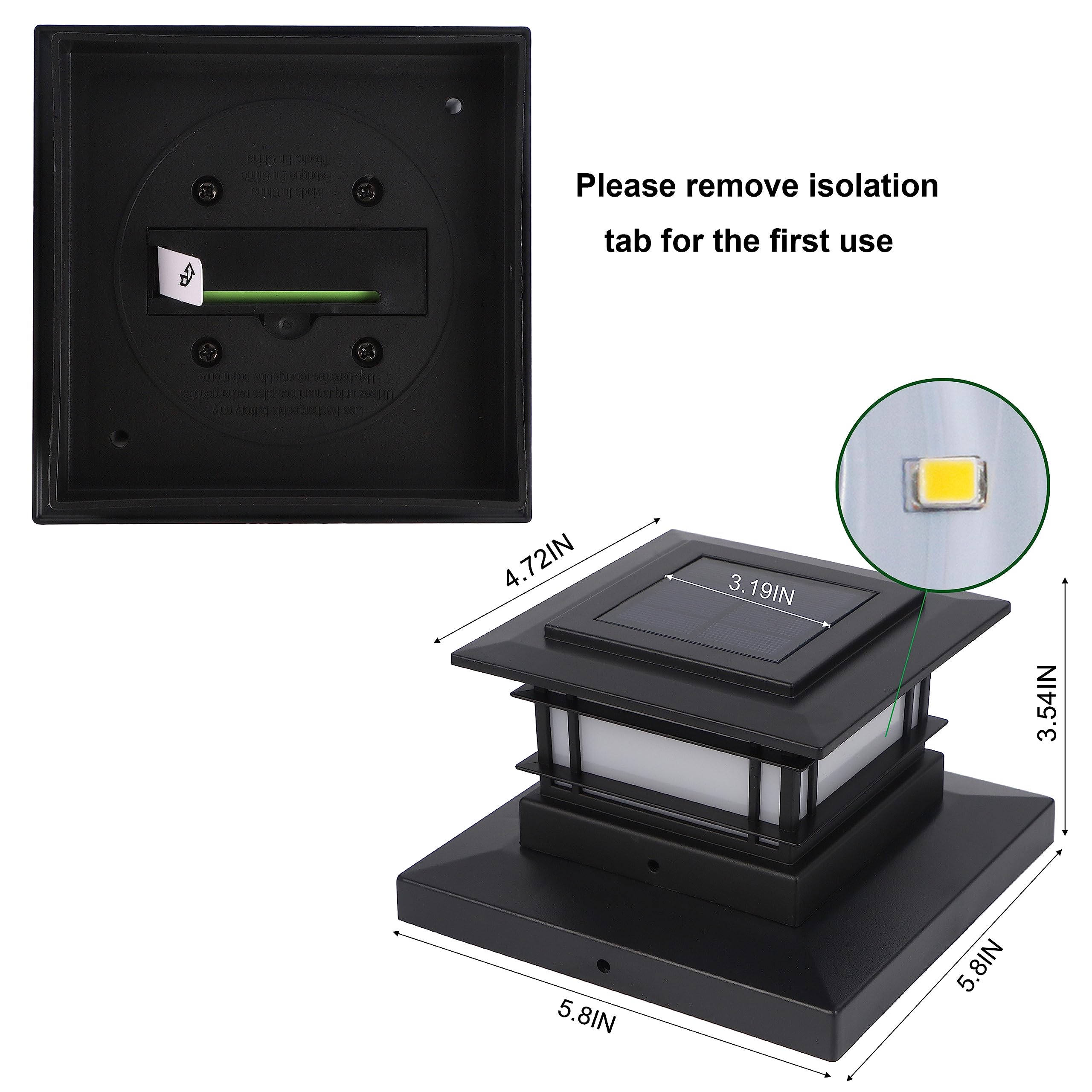 6 Pack Solar Post Lights Outdoor, Solar Powered for Fence Post