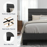 King Bed Frame Platform Bed with Fabric Upholstered Headboard